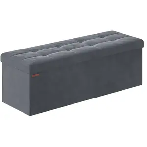 SONGMICS Banc de rangement en velours avec 2 boîtes, Blanc Crème / 38 ...