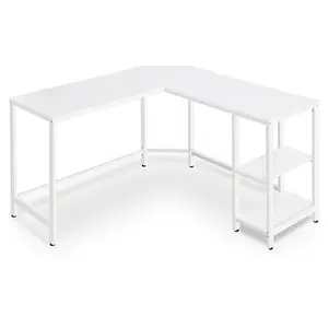VASAGLE Bureau avec rangement en L blanc érable, Blanc Érable pas cher