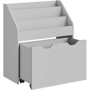 SONGMICS Étagère pour jouets 3 compartiments 1 boîte, gris tourterelle pas cher