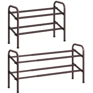 SONGMICS Étagère à Chaussures à 2 Niveaux, Bronze / 23 x 58 x 42 cm pas cher