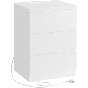 VASAGLE Table de chevet avec 3 tiroirs, Blanc Nuage / 1 pas cher