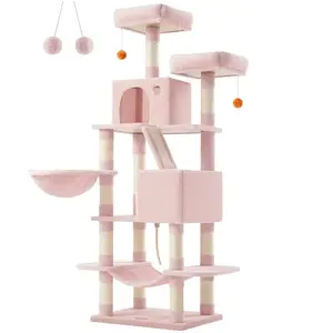 Feandrea Arbre à chat multi-niveaux d'hautuer 168 cm, Rose Bonbon pas cher