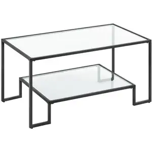 VASAGLE Table basse à 2 niveaux, Noir Classique pas cher