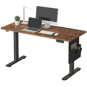 Ochama x SONGMICS Bureau Électrique Réglable en Hauteur, 180 x 80 cm, Réglage Continu, Fonction Mémoire avec 4 Positions, Brun Vintage pas cher