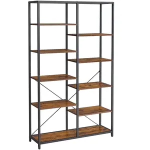 VASAGLE Meuble de rangement à 5 niveaux, Marron Rustique + Noir pas cher