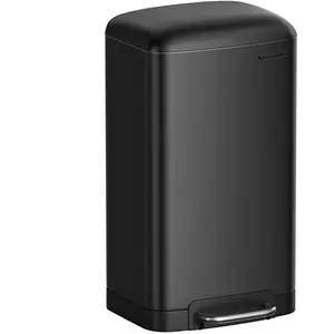 SONGMICS Poubelle 30L avec pédale en acier, Noir pas cher