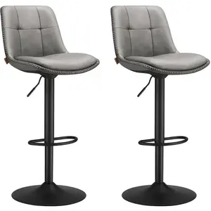 VASAGLE Tabourets de bar design avec siège pivotant à hauteur réglable, Gris Tourterelle / 2 pas cher
