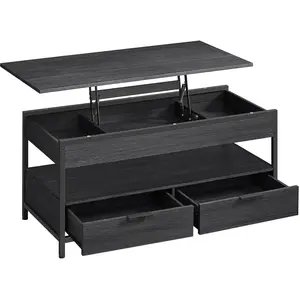 VASAGLE Table basse avec plateau relevable, Gris Anthracite + Noir D’encre / 100L x (48-63) H cm pas cher