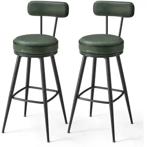 VASAGLE EKHO Collection - Tabourets de bar design en PU (Lot de 2&4), Vert Forêt / 57P x 57L x 101H cm / 2 pas cher