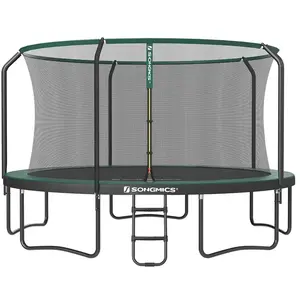 SONGMICS Trampoline de jardin rond pour enfants, Vert Foncé / 427 Diamètre cm pas cher
