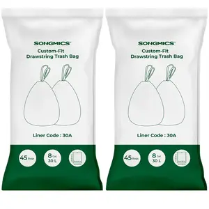 SONGMICS Sac poubelle 30L pour poubelle 60L (2*30L), Blanc / 2