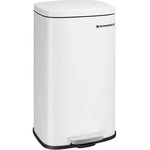 SONGMICS Poubelle de cuisine 30L avec pédale, Blanc pas cher