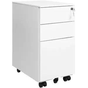SONGMICS Caisson de bureau mobile 3 tiroirs, Blanc / 30L x 45l cm pas cher