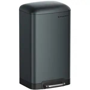 SONGMICS Poubelle 30L avec pédale en acier, Gris verdâtre pas cher