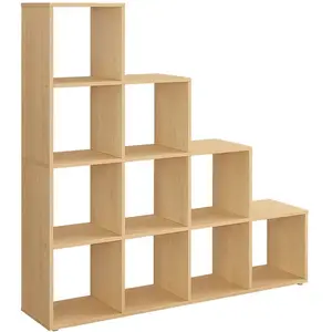 VASAGLE Étagère escalier avec compartiments ouverts, Beige Chêne / 129,5 x 29 x 129,5 cm pas cher