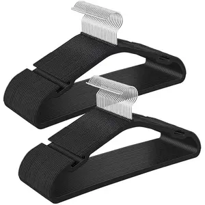SONGMICS Lot de 50 cintres en plastique, Noir D'encre