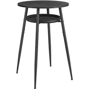 VASAGLE Table de Bar avec Rangement, Noir Boisé + Noir d’Encre pas cher