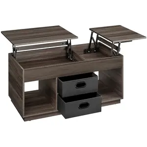 VASAGLE Table basse avec 2 tiroirs et compartiments cachés, Marron Cendré pas cher