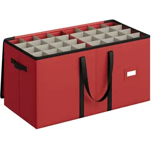 SONGMICS Boîte de rangement pour décorations Noël, Rouge Cerise