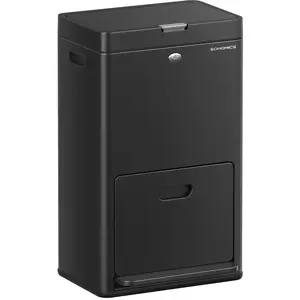 SONGMICS Poubelle de cuisine 3 compartiments argent, Noir pas cher