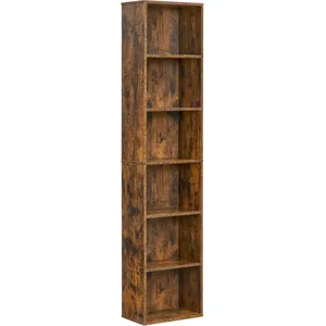 Comparateur de prix : VASAGLE Bibliothèque 6 Niveaux, pour Salon, Bureau, Chambre, Style Industriel, 24 x 40 x 178,5 cm, Marron Rustique