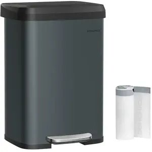 Comparateur de prix : SONGMICS Poubelle de cuisine 50L, Gris Anthracite + Noir