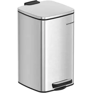 SONGMICS Poubelle de salle de bain 6L, Argent Métallique / 33,5H cm