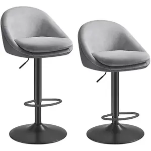 VASAGLE Lot de 2 tabourets de bar pivotant à 360°, Gris Tourterelle / PU premium + Velours doux pas cher