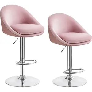 VASAGLE Lot de 2 tabourets de bar pivotant à 360°, Rose Bonbon / PU premium + Velours doux pas cher
