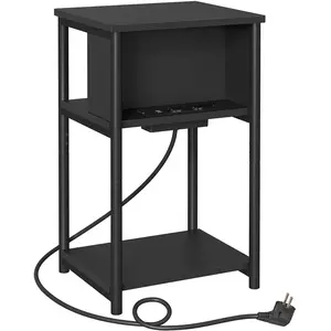 SONGMICS Table d'Appoint Pratique avec Prises pour Salon ou Chambre, Noir pas cher