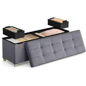 Comparateur de prix : SONGMICS Banc de rangement en velours, Gris Ardoise