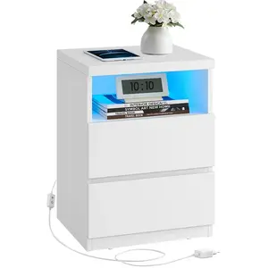 VASAGLE Table de chevet avec éclairage LED, 1 pas cher