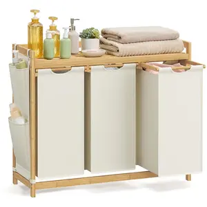 SONGMICS Panier à linge en bambou, 150L pas cher