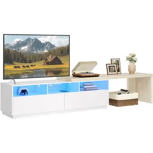 VASAGLE Meuble TV modulable en L avec tiroirs bande LED pour salon pas cher