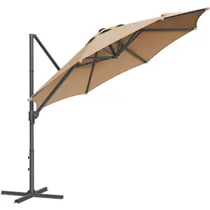 SONGMICS Parasol de jardin 300 cm inclinable, Gris pas cher