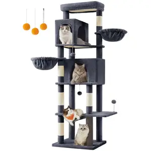 Feandrea Grand Arbre à Chat avec Niches Paniers Griffoirs Toilettage, ... pas cher