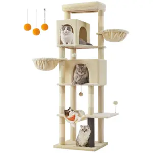 Feandrea Grand Arbre à Chat avec Niches Paniers Griffoirs Toilettage, ... pas cher