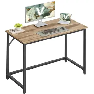 VASAGLE Bureau industriel assemblage simple, Marron camel + Noir d enc... pas cher