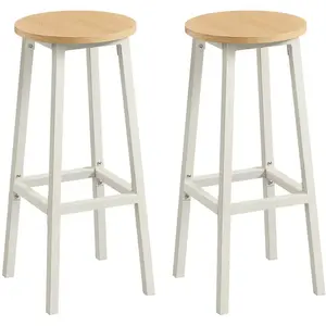 Comparateur de prix : VASAGLE Tabourets de bar élégants en métal pour cuisine et salon, Doré chêne, blanc / 74H cm