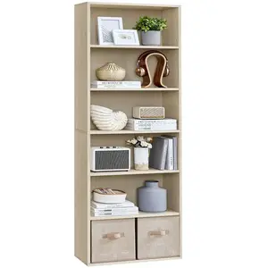 VASAGLE Bibliothèque ouvert avec étagère sur 6 niveaux, Beige Naturel / 6 Niveaux(60L x 178,5H cm) pas cher