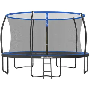 SONGMICS Trampoline extérieur avec échelle, bleu pas cher