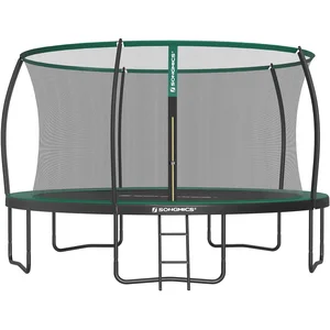 SONGMICS Trampoline extérieur avec échelle, vert pas cher