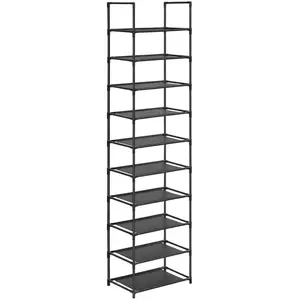 Songmics Étagère à chaussure cadre en acier, Noir / 28 x 45 x 173 cm