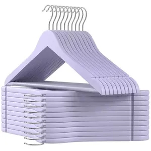 SONGMICS Cintres bois antidérapant crochet pivotant, Violet clair + argent / 20 pas cher