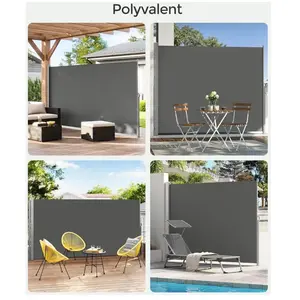 Comparateur de prix : SONGMICS store latéral avec caisson en acier 180 x 450 cm gris anthracite