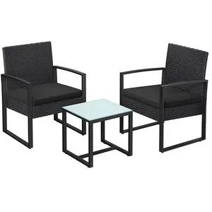 Comparateur de prix : SONGMICS Salon de jardin extérieur, Noir + Transparent Table