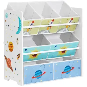 Comparateur de prix : SONGMICS - Étagère pour Chambre d’Enfants - Bibliothèque avec 7 Boîtes de Rangement en Tissu Non-tissé - Blanc