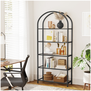 SONGMICS Vasagle bibliothèque à 5 étagères, en verre trempé, pour salon, 83 x 30,2 x 183,5 cm (l x l x h) noir pas cher