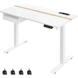 VASAGLE Bureau réglable en hauteur, Blanc pas cher