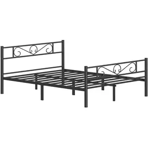 VASAGLE Lit 2 personnes 200 x 160 cm noir pas cher